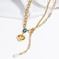 Water Droplets Heart Necklace [304 Stainless Steel,18K Gold Plated]