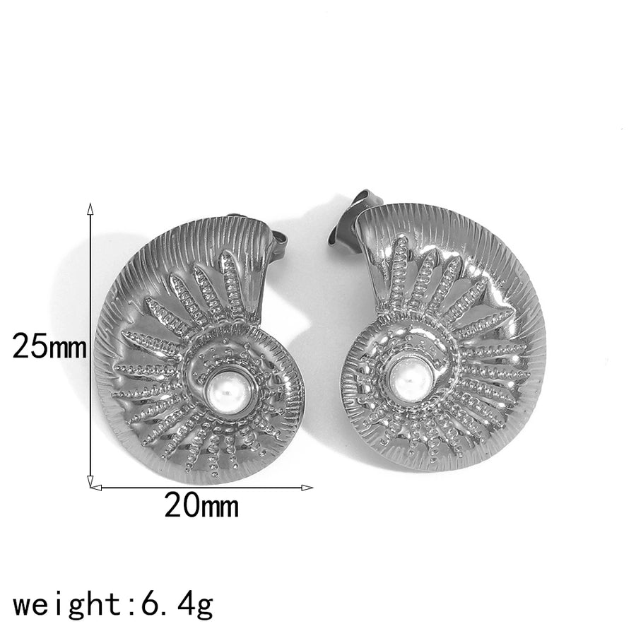 Muschelohrringe [304 Edelstahl, 18K Gold plattiert]