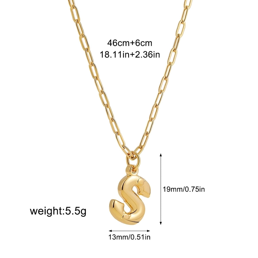 Jewelry Preppy Style Solid Color Shiny Letter 304 Stainless Steel Pendant Necklace