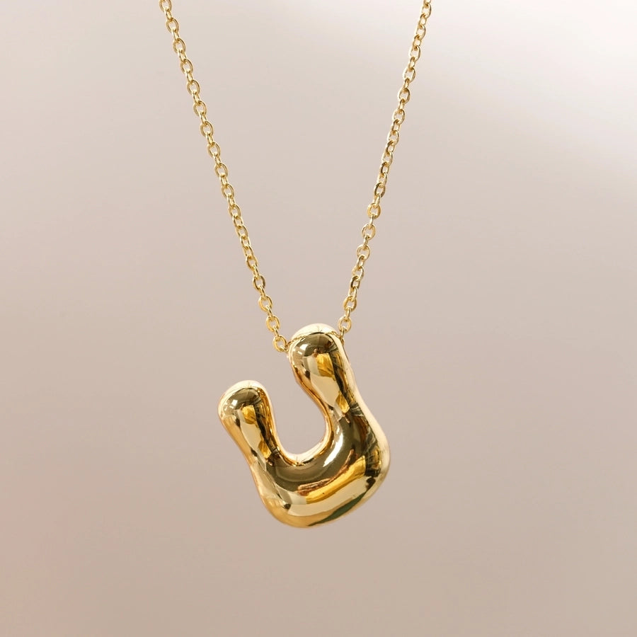 Letter Chain Pendant Necklace [304 Stainless Steel,18K Gold Plated]