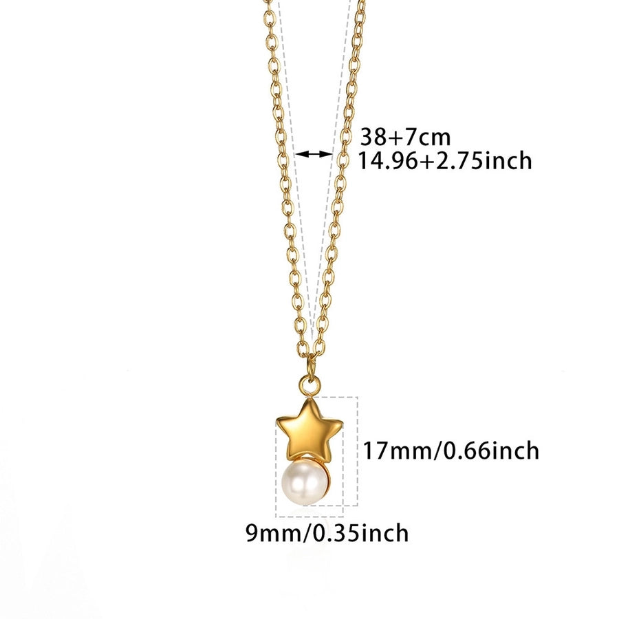 Artificial Pearls Pendant Necklace Paperclip Chain  [304 Stainless Steel]