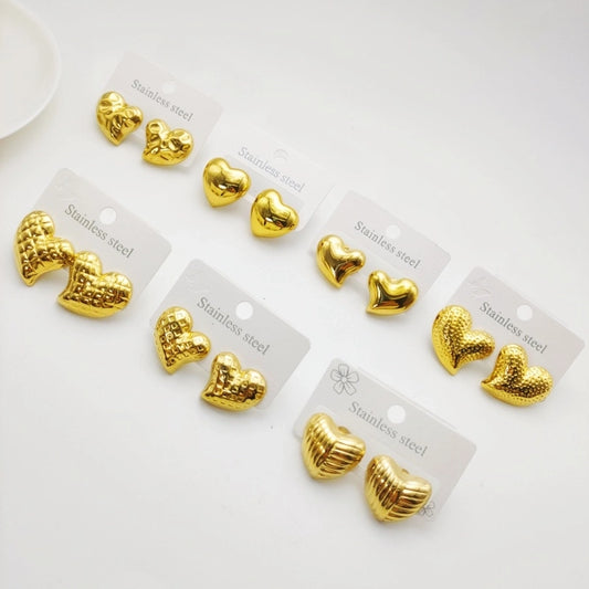 Pendientes en forma de corazón [304 acero inoxidable, 18k dorado chapado]