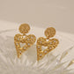 Heart Shape Zircon Drop Earrings [304 Stainless Steel, 18K Gold Plated]