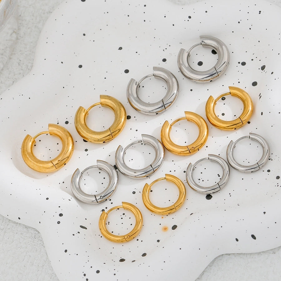 Round Hoop Earrings [304 Stainless Steel]