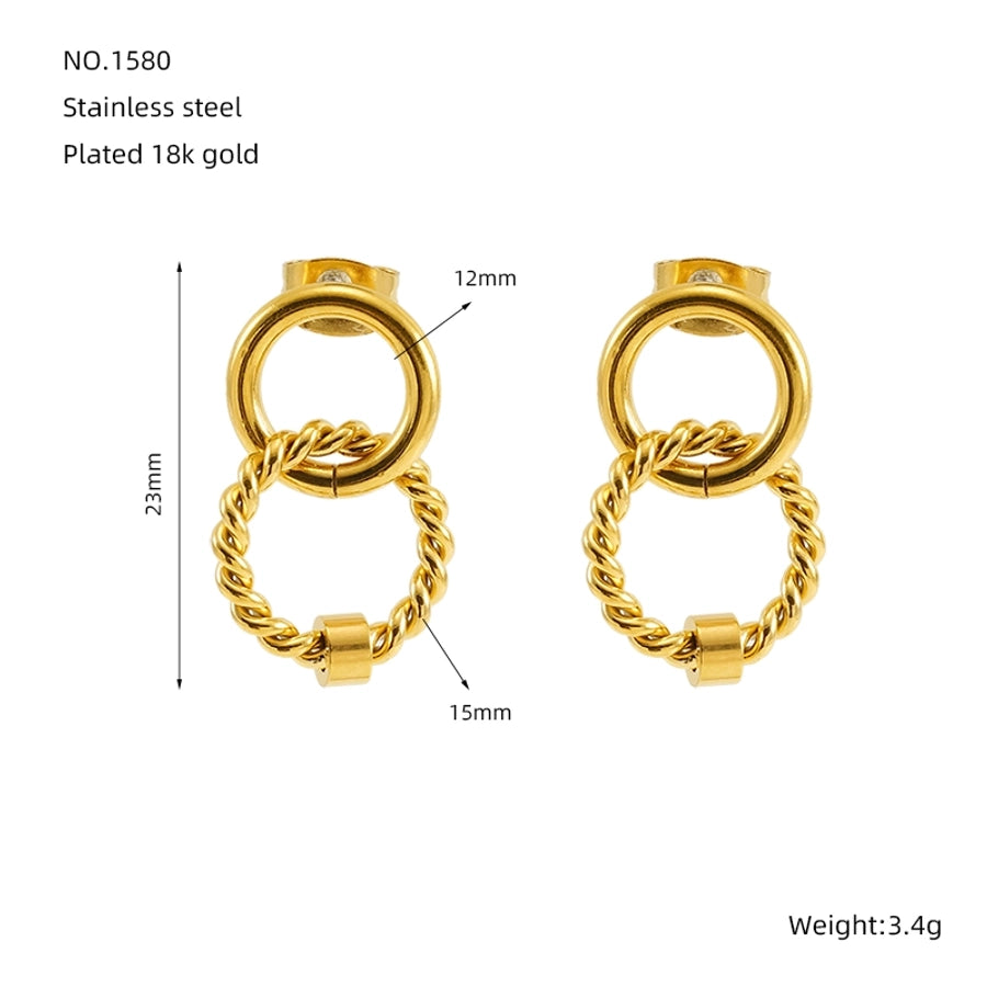 Mix Design Drop Earrings [304 Stainless Steel, 18K Gold Plated]