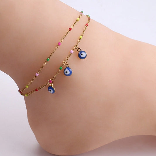 Colorful devil's eye Anklet [Stainless Steel]