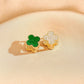 Four Leaf Clover Zircon Bracelets/Earrings [304 Stainless Steel,18K Gold Plated]