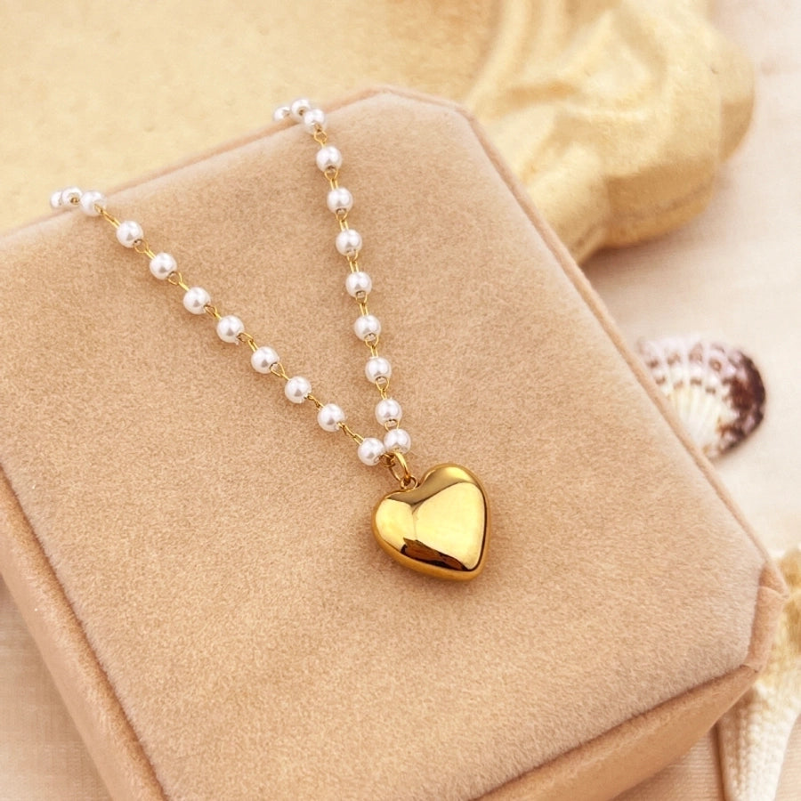 Heart Shape Necklace [304 Stainless Steel,18K Gold Plated]