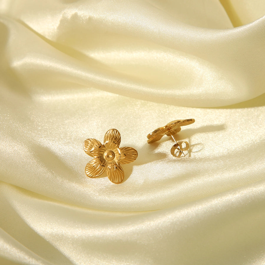 Flower Earrings [304 Stainless Steel,18K Gold Plated]