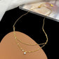 Round Artificial Rhinestones Layered Necklace [304 Stainless Steel]