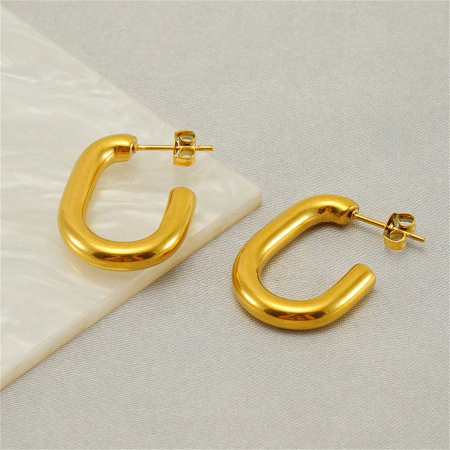 U Shaped Earrings [304 Stainless Steel,18K Gold Plated]