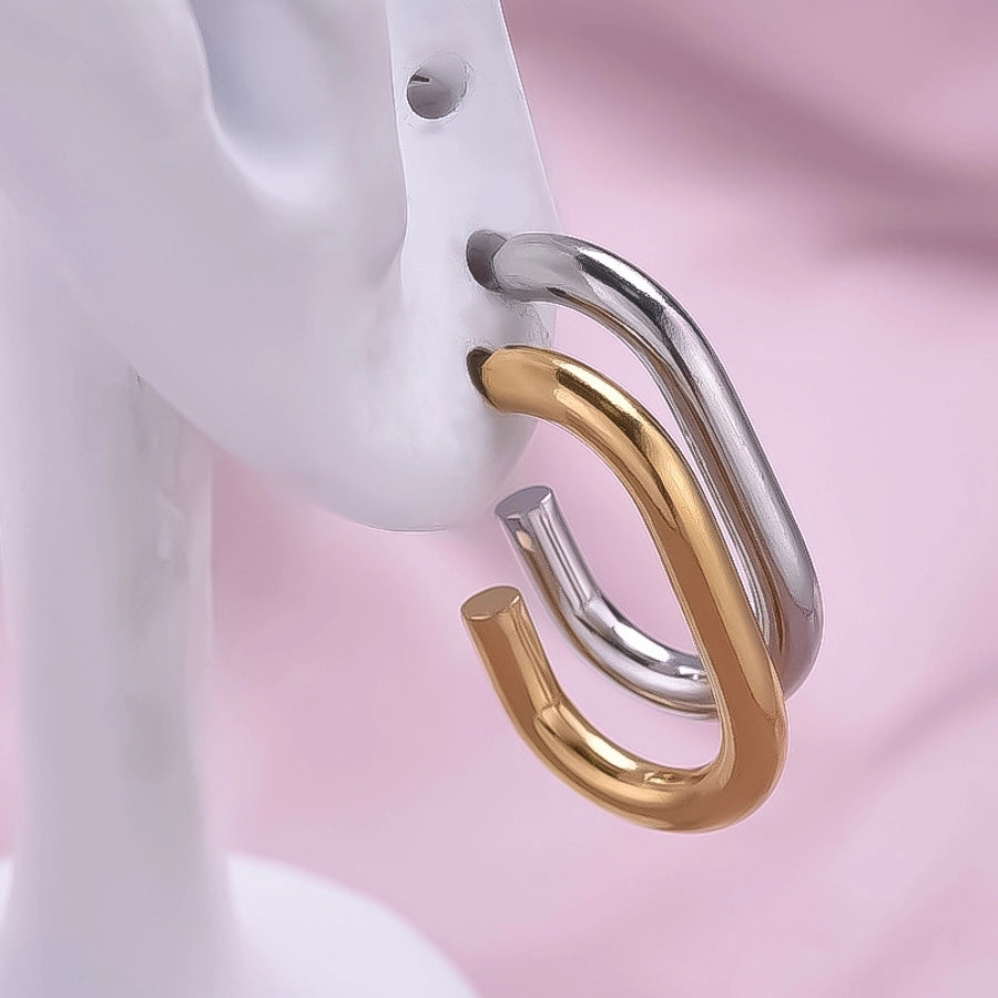 U Shaped Hoop Earrings [304 Stainless Steel]