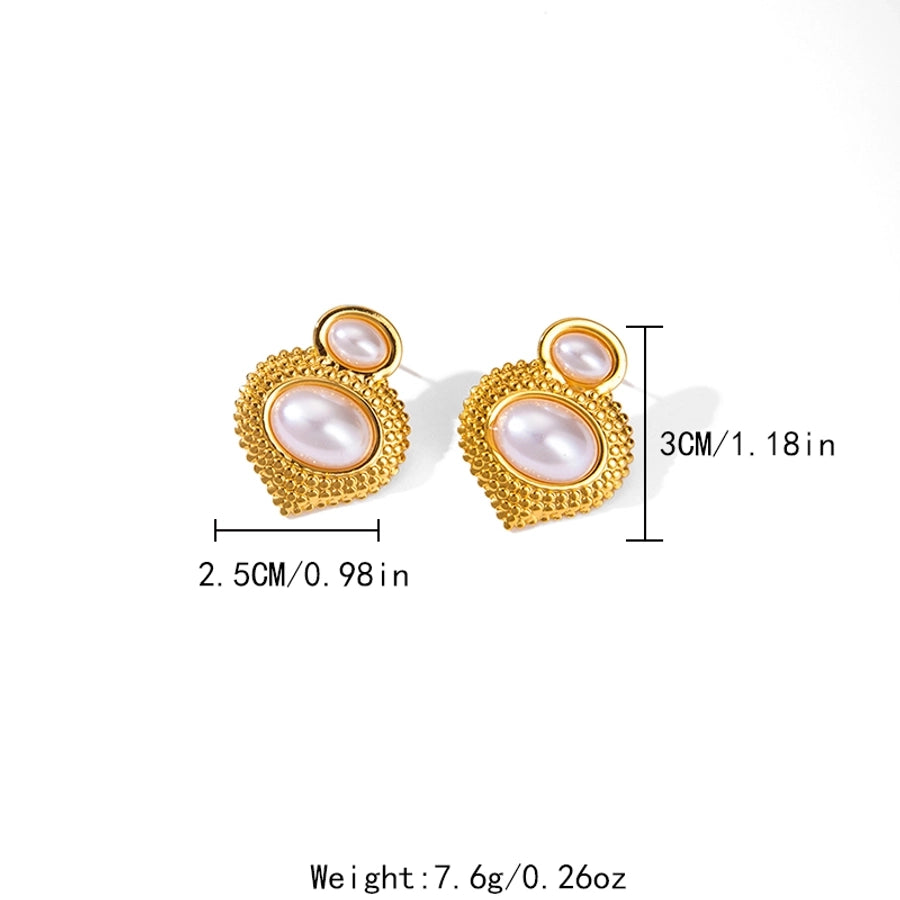 Mix Pearl Earrings [304 Stainless Steel,14K Gold Plated]