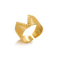 V Shape Open Ring [304 Stainless Steel 18K Gold Plated]