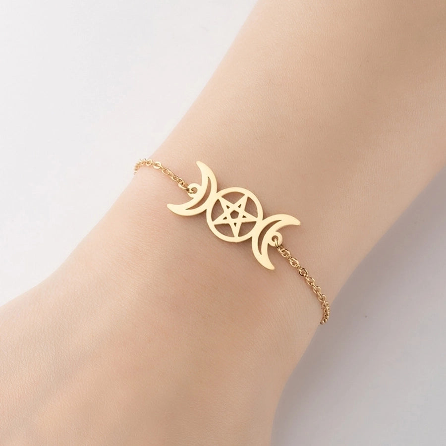 Fashion Shapes Chain Bracelet [201 Stainless Steel, 18K Gold Plated]