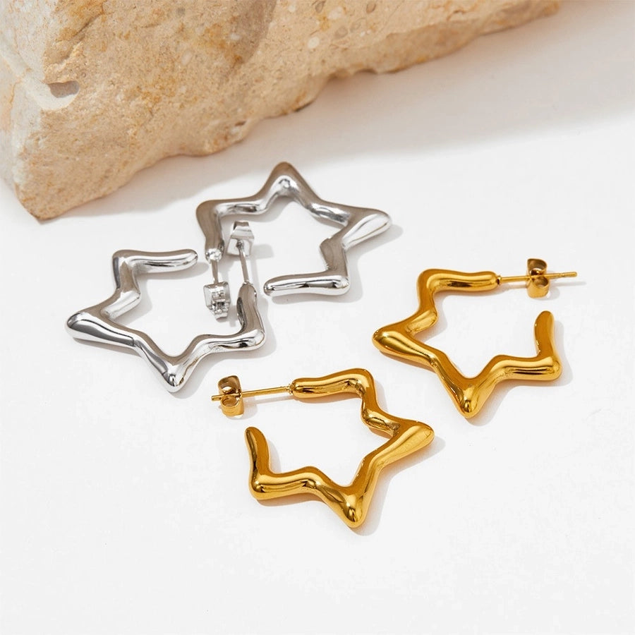 Star Earrings [304 Stainless Steel,16K Gold Plated]