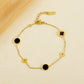 Four Leaf Clover Round Bracelet [304 Stainless Steel, 18K Gold Plated]