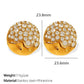 Shiny Round Artificial Gemstones Artificial Pearls Earrings [304 Stainless Steel,18K Gold Plated]