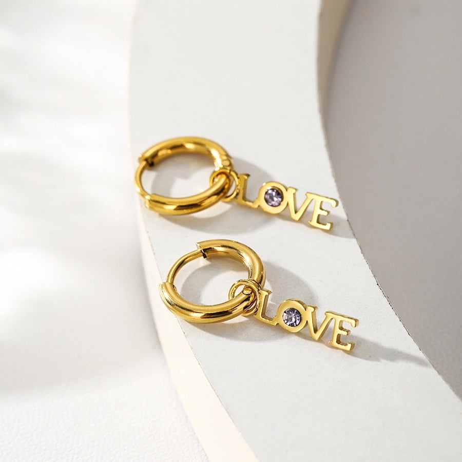 Love Drop Earrings [304 Stainless Steel, 14K Gold Plated]