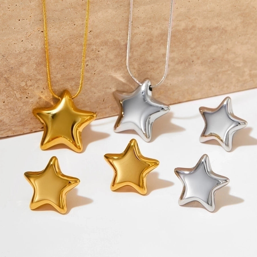 Star Earrings/Necklace [304 Stainless Steel, 16K Gold Plated]