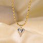 Heart Shape Beaded Necklace [304 Stainless Steel,18K Gold Plated]