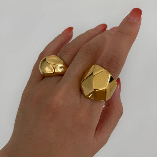 Geometrischer offener Ring [316L Edelstahl, 18K Gold plattiert]