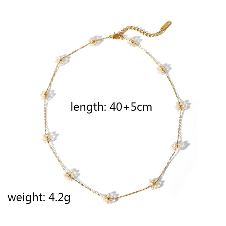 Colored Flower Necklace/Bracelet/Anklet [Stainless Steel,18K Gold Plated]