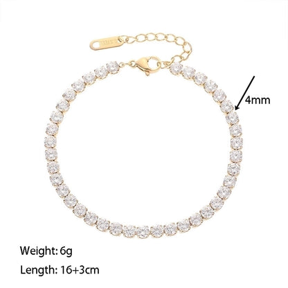 Bracelet de zircon carré [304 en acier inoxydable]