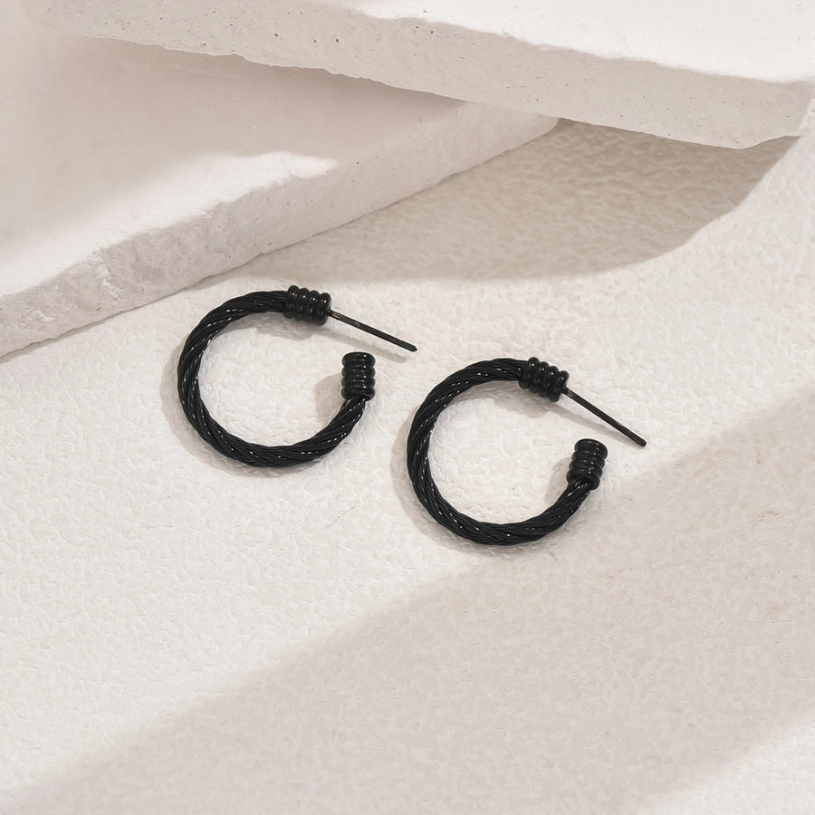 C Shape Twist Earrings [201 Stainless Steel]