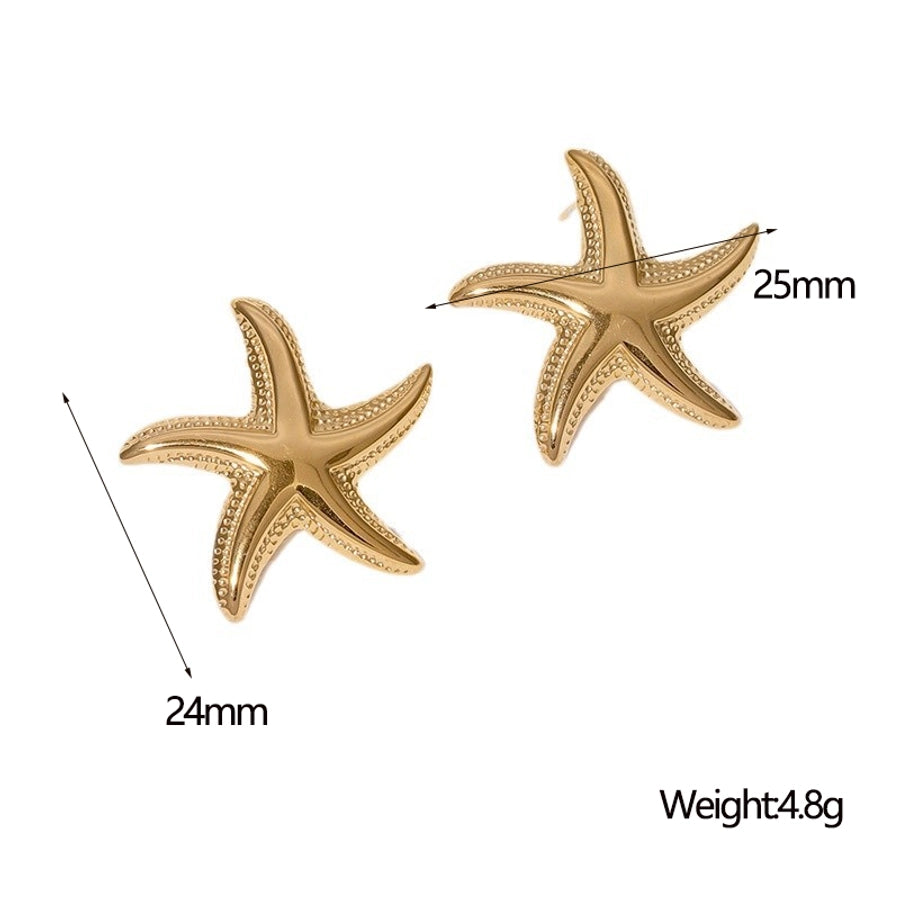 Marine Style Beach Starfish Earrings [304 Stainless Steel,18K Gold Plated]