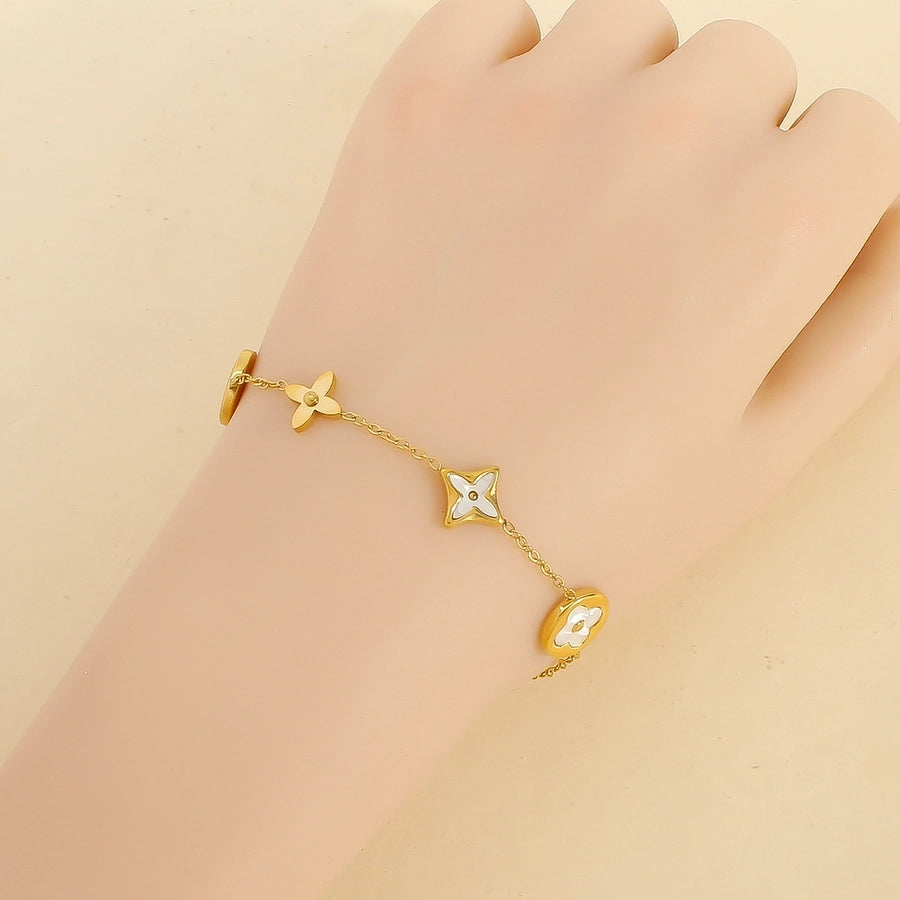 Clover Shell Bracelet [304 Stainless Steel, 18K Gold Plated]