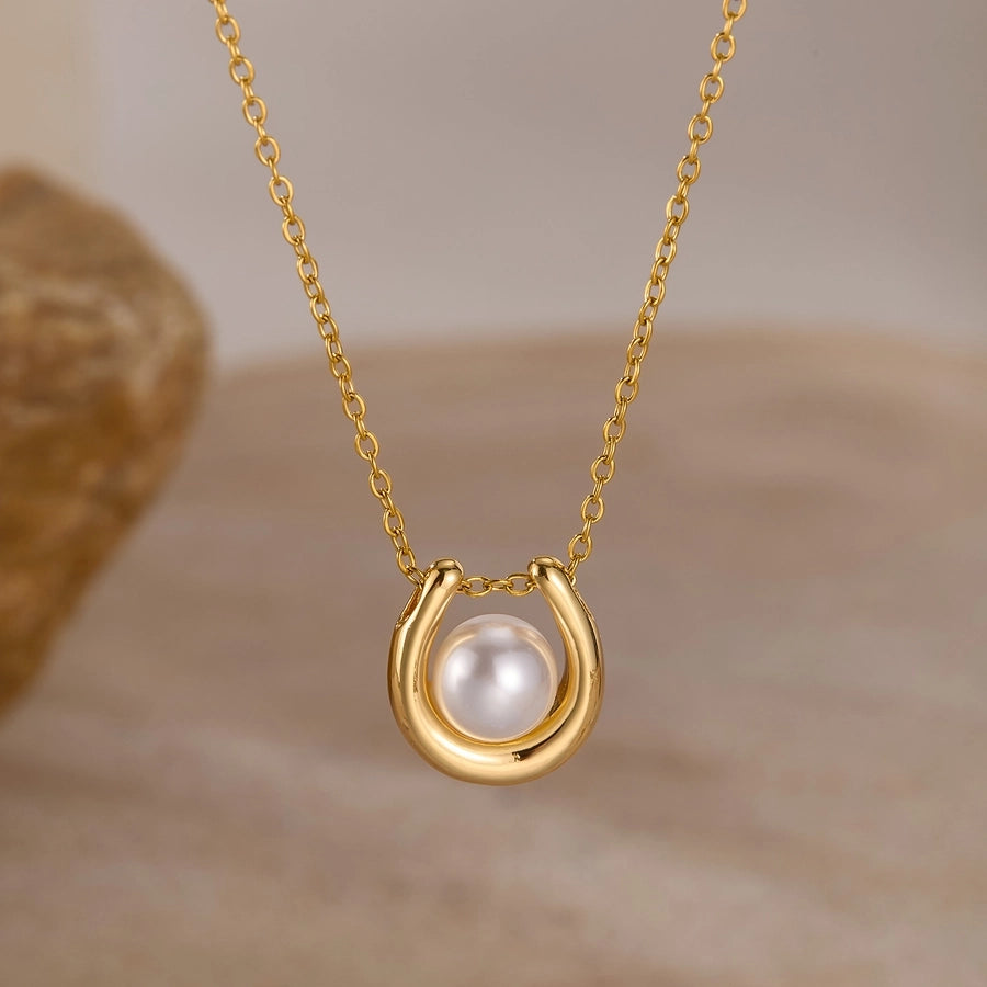 Pearl Pendant Necklace  [304 Stainless Steel]