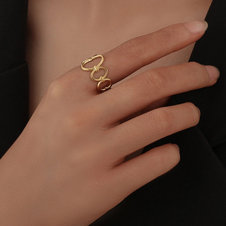 Hollow Oval Ring [304 Stainless Steel, 18K Gold Plated]