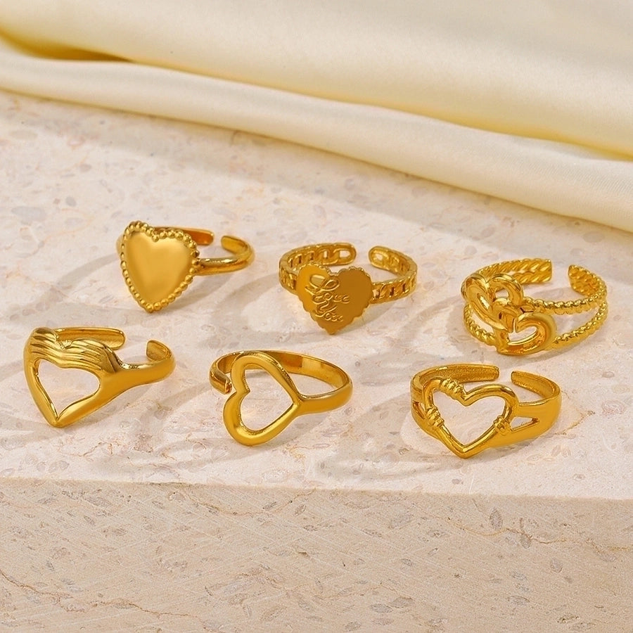 Heart Shape Open Ring [304 Stainless Steel 18K Gold Plated]