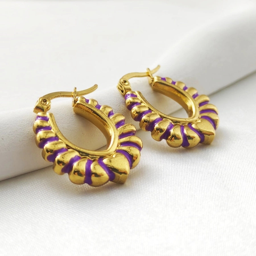 Striped Earrings [304 Stainless Steel]