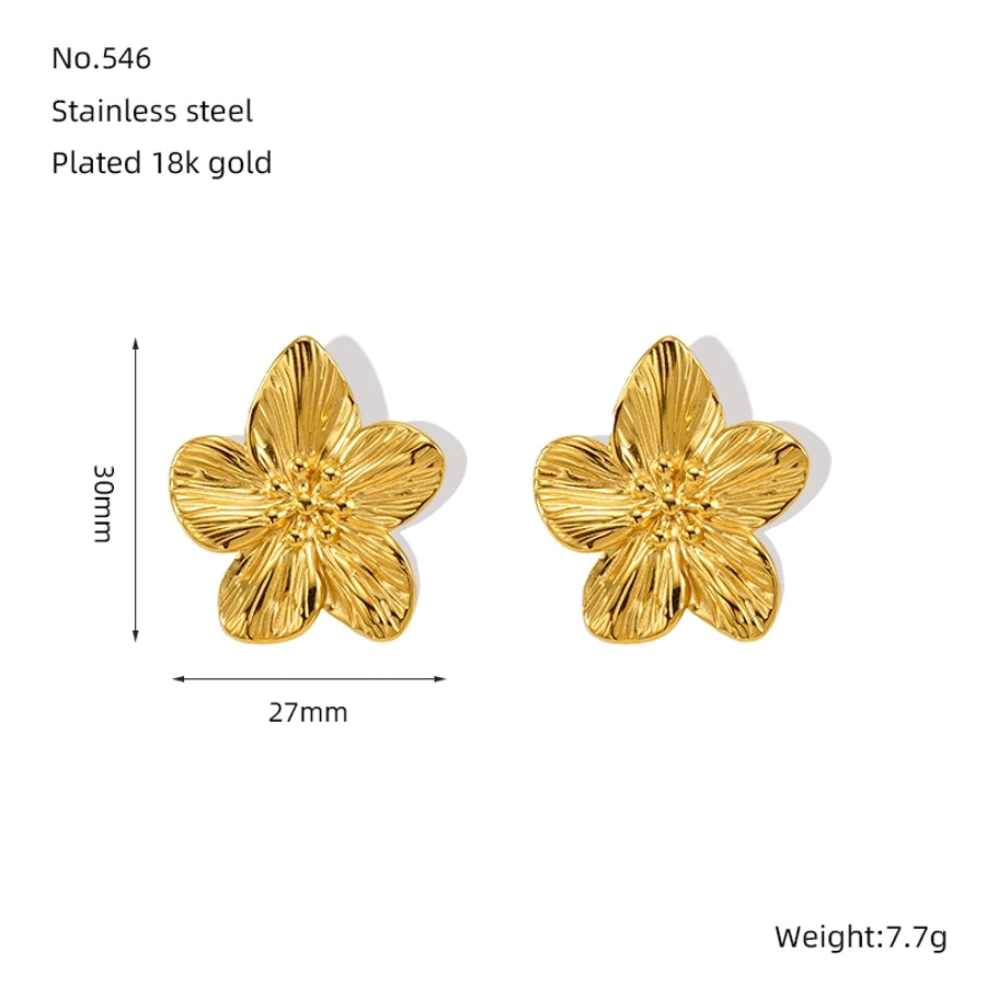 Flower Earrings [304 Stainless Steel,18K Gold Plated]