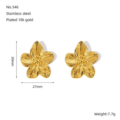 Flower Earrings [304 Stainless Steel,18K Gold Plated]