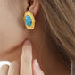 Oval Turquoise Earrings [304 Stainless Steel, 18K Gold Plated]