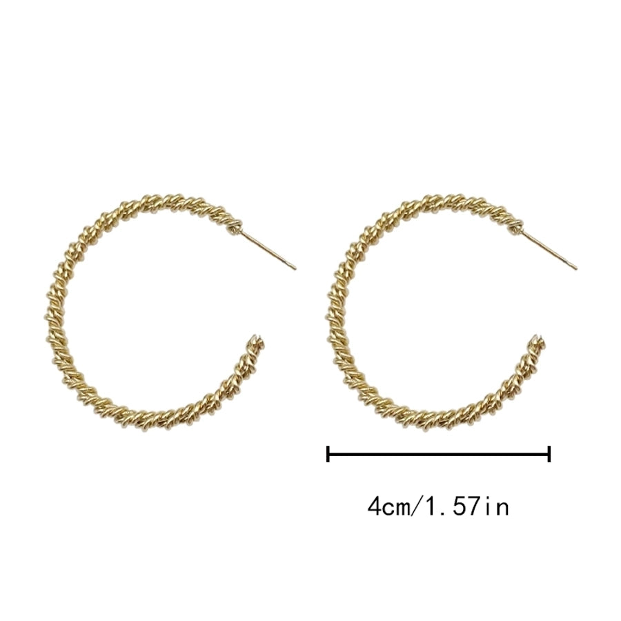 Pendientes de aro de trenza Twist [304 acero inoxidable, 14k dorado chapado]