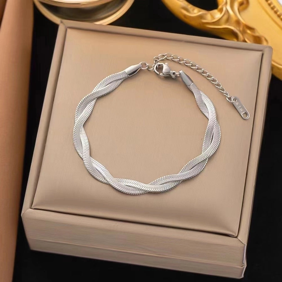 Braided Snake Chain Bracelets [304 Stainless Steel,18K Gold Plated]