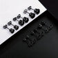 Black Shiny Round Ear Studs Earrings [304 Stainless Steel]