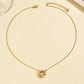 Rhinestones Hollow Circle Necklace [304 Stainless Steel,14K Gold Plated]