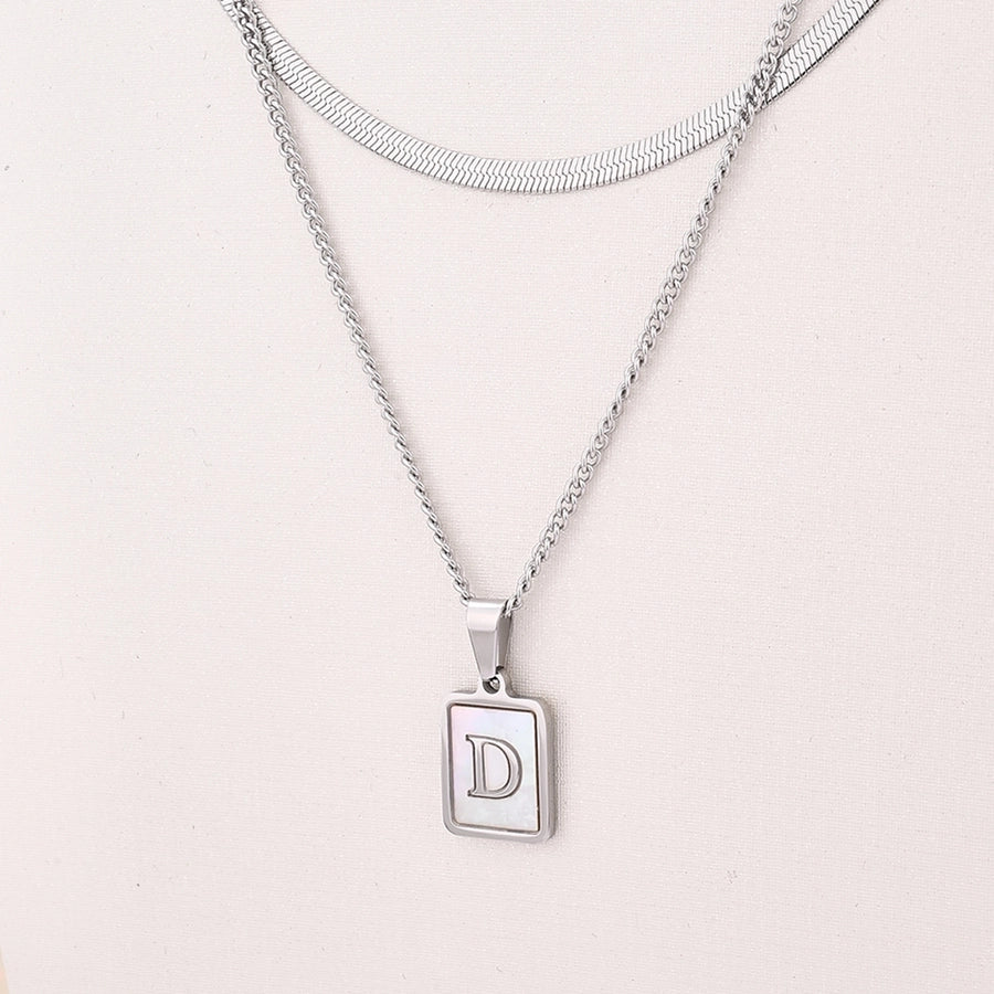 Silver Casual Simple Style Letter Rectangle Necklace [304 Stainless Steel]