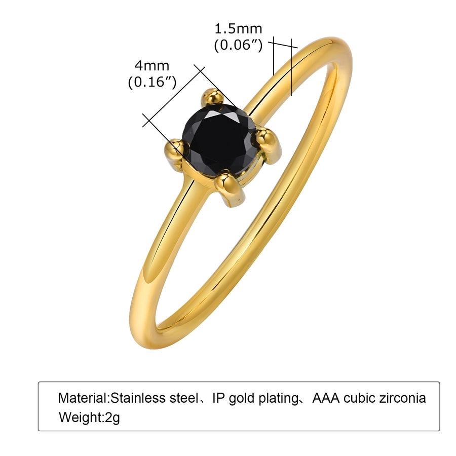 Zircon  Open Ring [201 Stainless Steel, 18K Gold Plated]