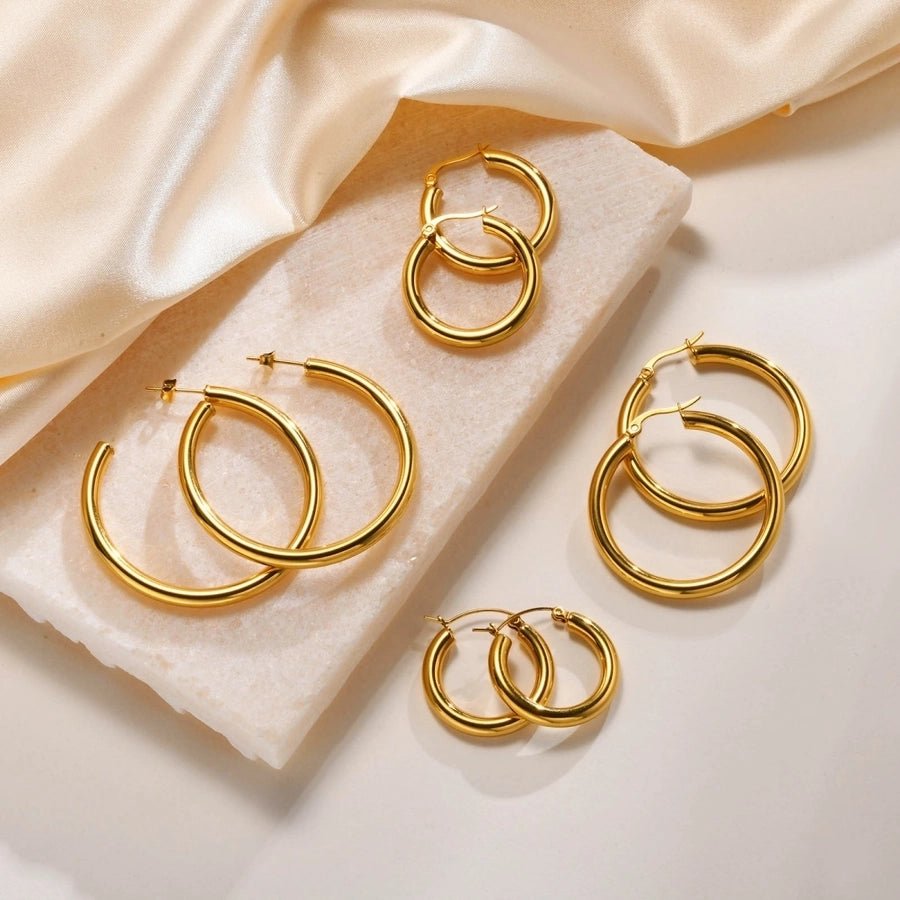 Hoop Earrings [304 Stainless Steel,18K Gold Plated]