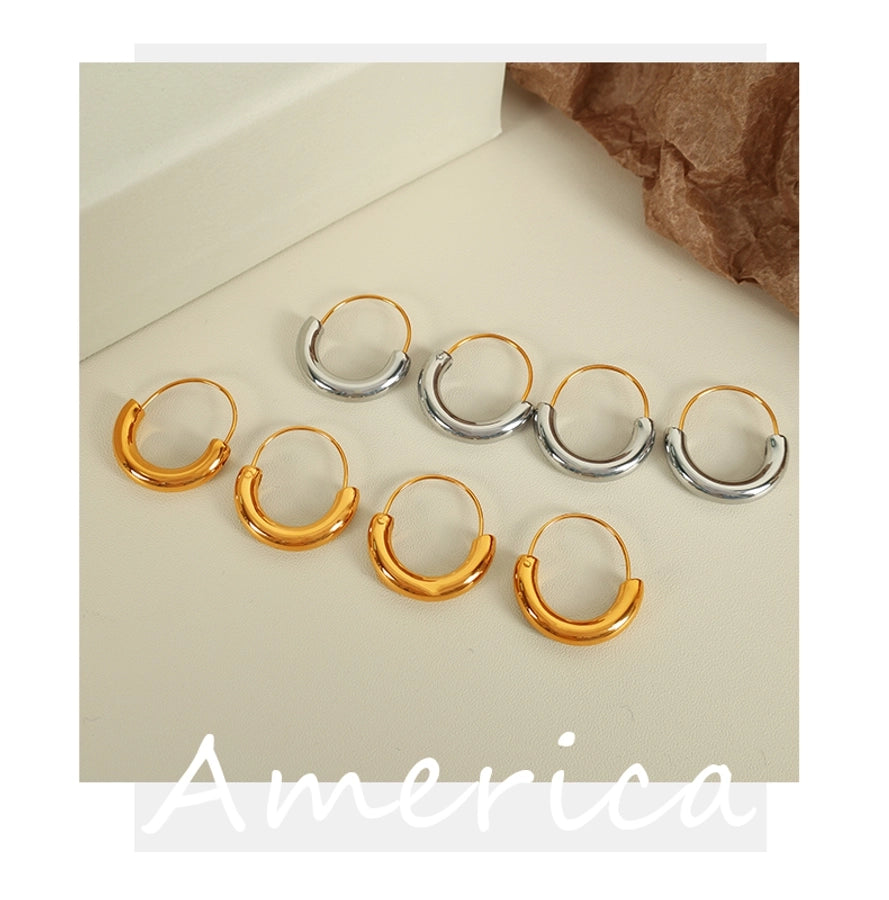 Semicircle Hoop Earrings [304 Stainless Steel,18K Gold Plated]