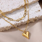 Double Chain Heart Shape Necklace [304 Stainless Steel]