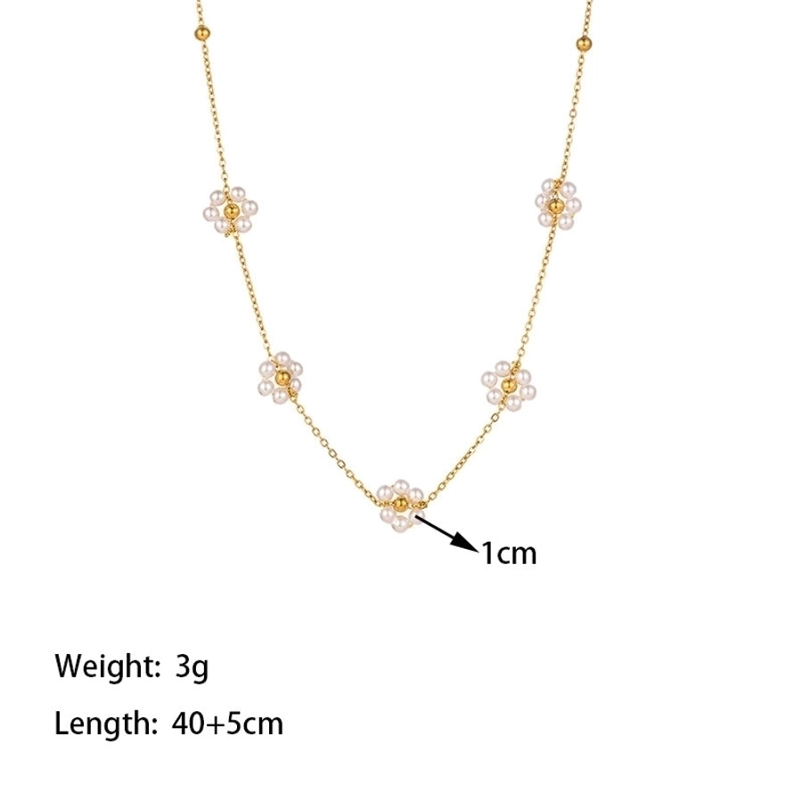 White Daisy Flower Bracelet/Necklace [304 Stainless Steel,18K Gold Plated]