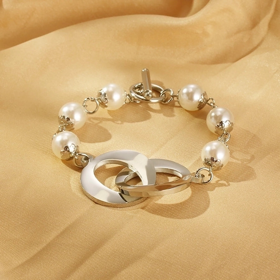 Pearl Resin Chain Bracelets [304 Stainless Steel,18K Gold Plated]