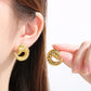 Vintage Style Horn Pattern Earrings [304 Stainless Steel, 18K Gold Plated]